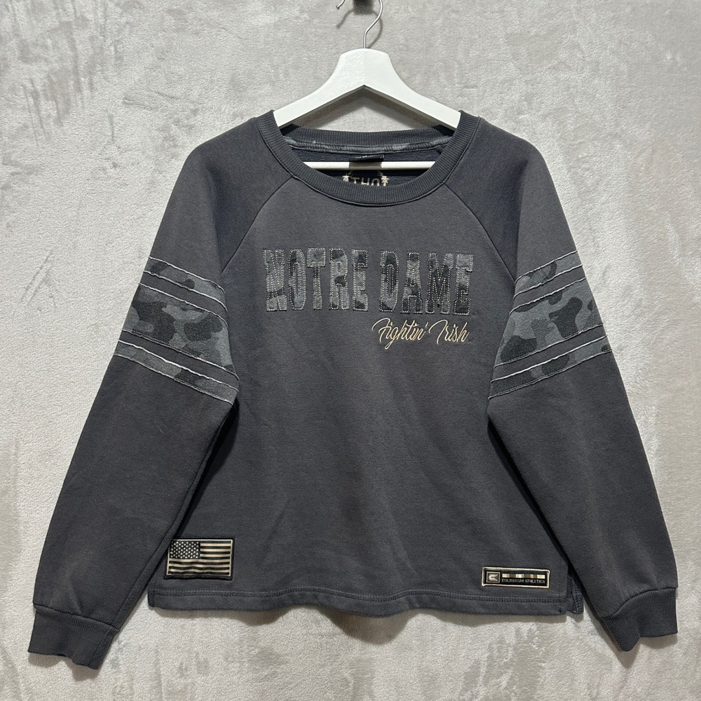 Colosseum Notre Dame Fightin Irish Womens M Gray Camo OHT Sweatshirt